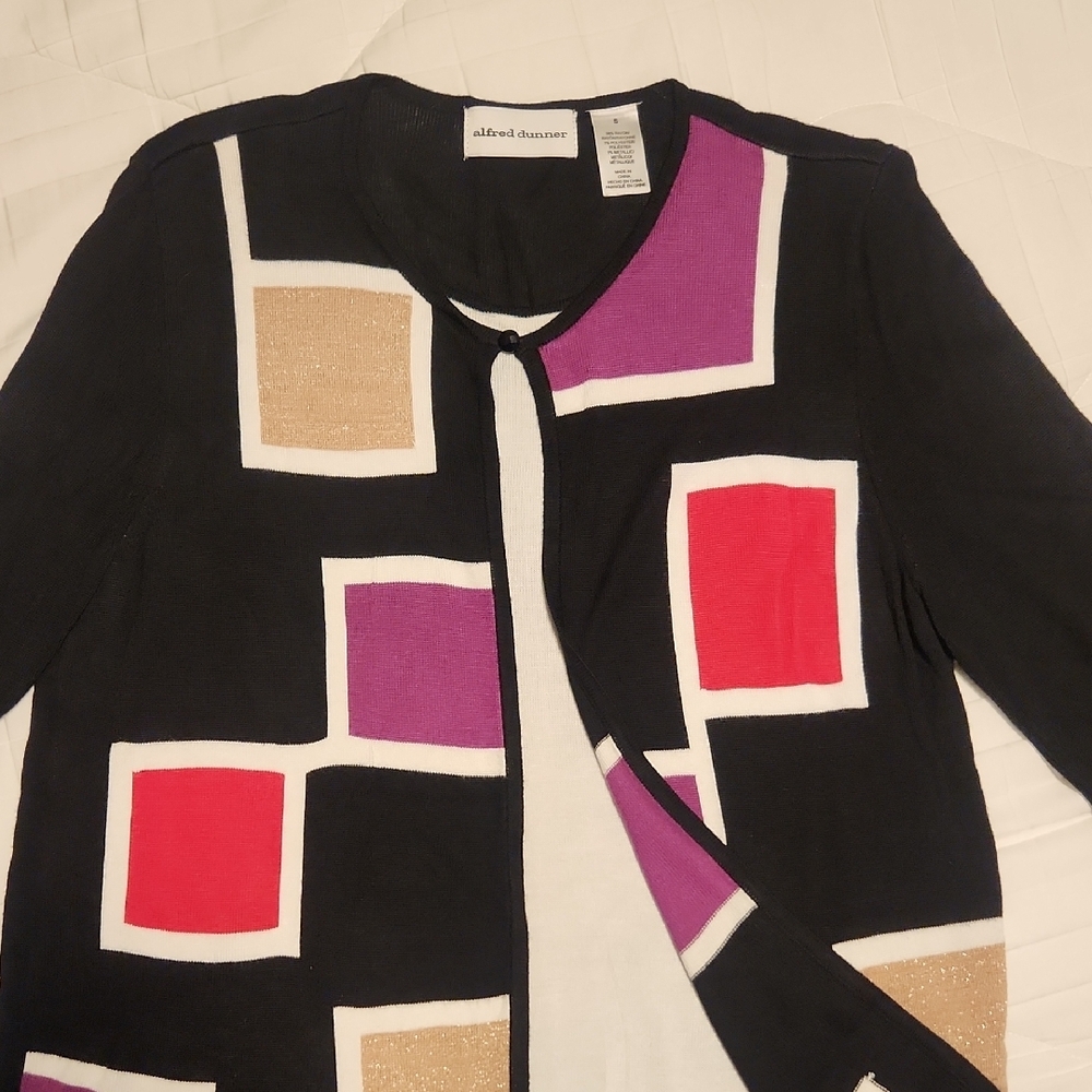 Alfred Dunner Colorful Geometric Cardigan